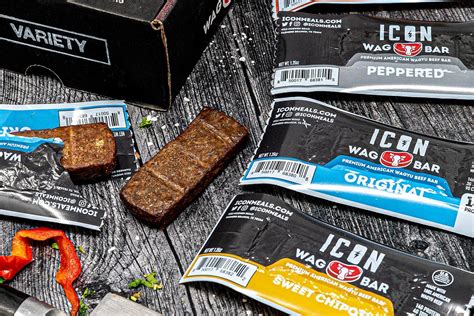 Wag bar - HIGH PROTEIN: Each 1.35oz. Bar contains at least 14 grams of protein, between 2-5 grams of carbs, and only 90 calories ; NO TOOTHPICK NEEDED: The great flavor of beef jerky without the tough bite ; CONVENIENT: A perfect on the go snack great for adults and kids alike 